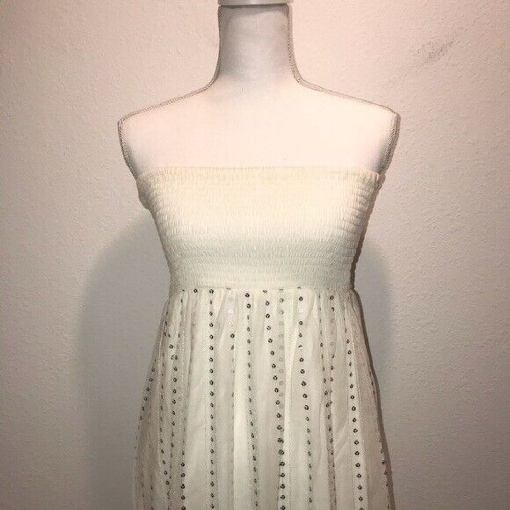 🫧💿 Free People White Maxi Midi Dress OR Skirt with Silver Embellishment 💿🫧 - Picture 4 of 5